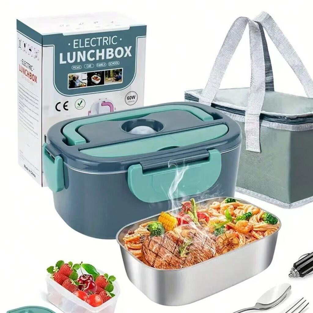 電源式保温弁当箱 電気弁当箱 保温弁当箱 加熱式 電源コード式 12V/ 24V 車載対応 304ステンレス 1.2L..