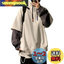 NOLCCTN パーカー メンズ 春服 長袖 プルオーバー かっこいい トップス 切り替え フード付き トレーナー 大きいサイズ Tシャツ おしゃれ ストリート...