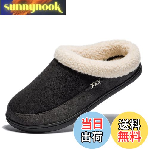 [Newdenber] NDB ルームシューズ スリッパ 冬用 ボア付き あったか ファー付き クロッグシューズ サボシューズ サンダル 室内/室外履き 色：ブラック、サイズ：27.5 cm 3E