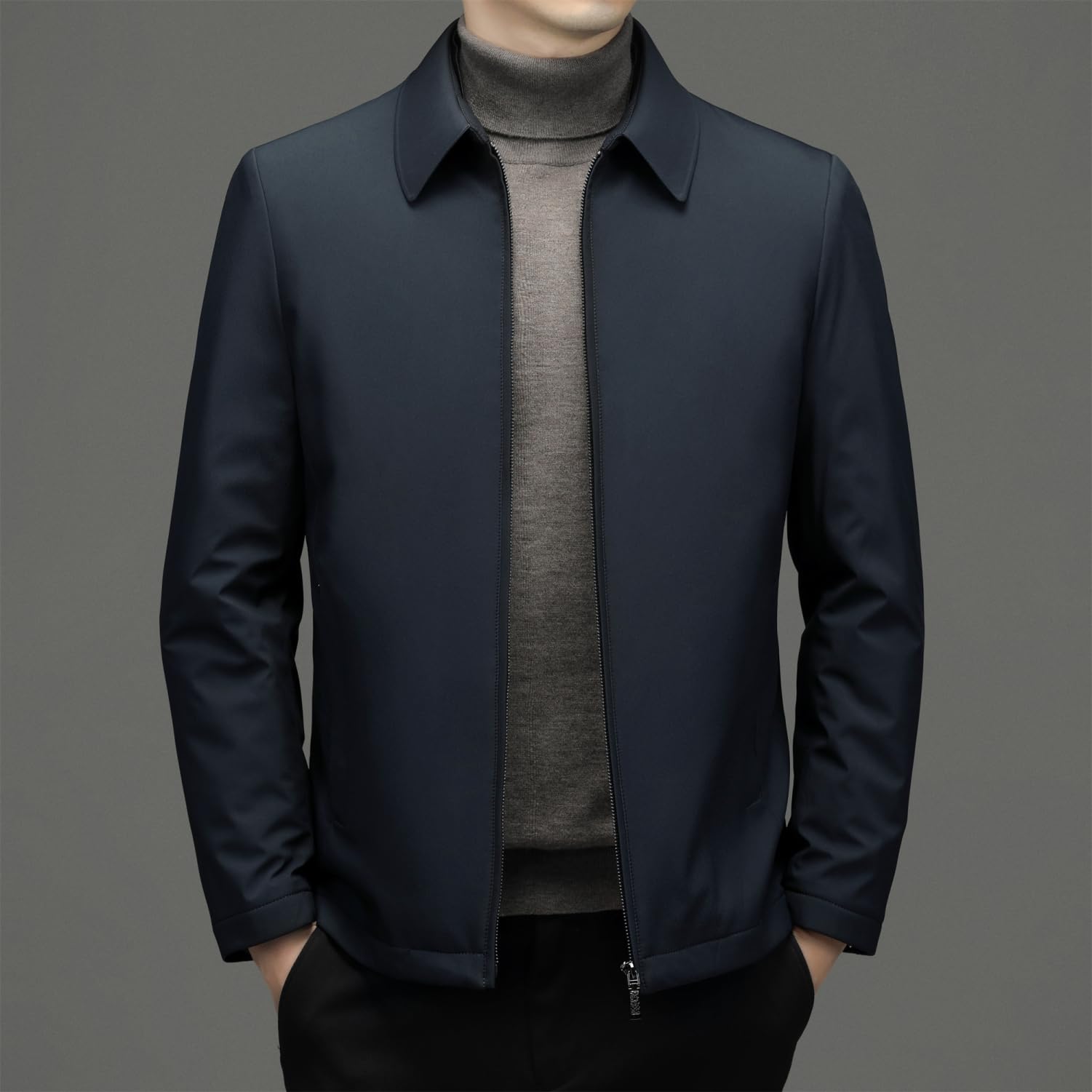 【送料無料】[netero] ダウンジャケット メンズ ブルゾン ダウン アウター ビジネス ダウンコート 通勤 ダウンブレザー 防寒 防風 秋 冬 色：ネイビー、サイズ：XL 2