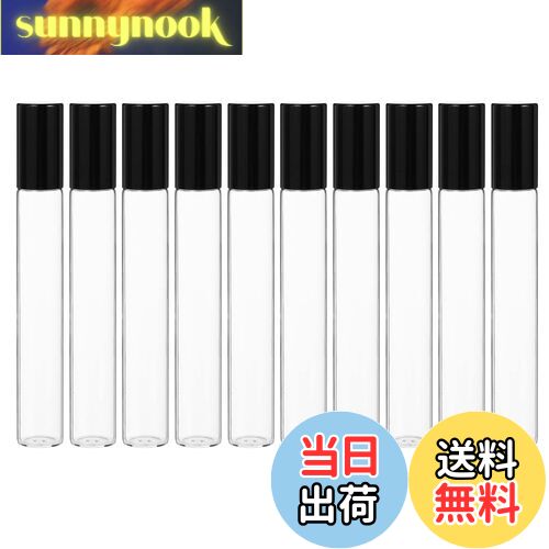 【送料無料】Frcolor ロールオンボトル 10ml ロールタイプ ガラス瓶 精油 香水 小分け用 クリア 多機能 アロマボトル 保存容器 10本セット 透明