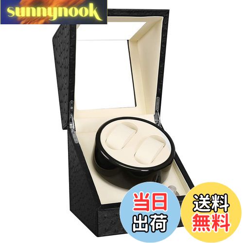 【送料無料】ワインディングマシーン（2本巻き） ウォッチワインダー 自動巻き時計ワインディングマシーン 日本製 マブチモーター 設計 腕時計自動巻き上げ機 男女の腕時計は全部使えます 2022年アップグレード 4つのモード設定 PU(ブラック-2)