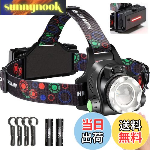 【送料無料】LEDヘッドライト USB充電式 USB-C 超高輝度1000000 長時間型 ヘッドランプ アウトドア用 人感センサー 電池残量指示 防水防塵 90°角度調整可 釣り ライト ヘルメットライト 登山 キャンプ 散歩 作業用 工事 キャンプ 災害 停電用 リチウムイオン蓄電池 2本付