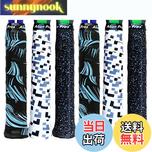 【送料無料】Alien Pros テニスラケットグリップテープ（6グリップ）− タックモイスチャーフィールテニスグリップ − テニスオーバーグリップテープ、テニスラケット − ラケットに巻いて、高性能にしましょう（6グリップ）