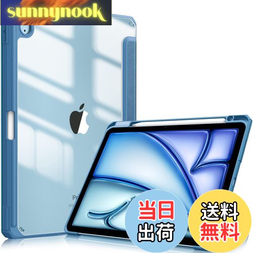 【送料無料】Fintie iPad Air 11インチ(M2) / 5 / 4 ケース 10.9 インチ 2024/2022/2020 透明バックカバー Apple Pencil 収納可能 ワイヤレス充電対応 三つ折スタンド スリープ機能 軽量 薄型 傷つけ防止 PU合成レザー TPU（オーシャンブルー）