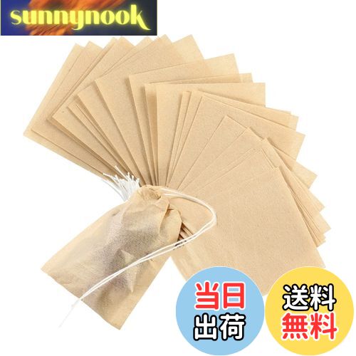 【送料無料】YFFSFDC お茶バッグ 巾着付き使い捨て空の袋フィルター濾紙 ティーバッグ 強力な浸透 天然 ルースリーフお茶&コーヒー用 7cm*9cm(20...