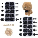 【送料無料】PH PandaHall ぬいぐるみ目 人形の目 ドールアイ 約267個 5サイズ さし目 さし鼻 テディ目玉 ドールアイクラフト ドールメイキング DIY用 手芸 パーツ 材料 ハンドメイド 縫製 142個のワッシャー付き ブラック
