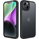 JEDirect マットケース iPhone 14 Plus 6.7インチ用 耐衝撃性ミリタリーグレードの落下防止 つや消しの半透明の背面電話カバー 指紋防止 (ブラック)