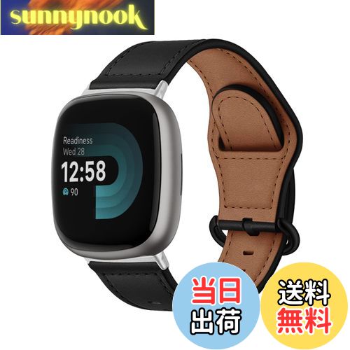 【送料無料】[SeGinn] レザーバンド Fitbit Versa 4 / Versa 3 / Sense 2 / Sense 対応 バンド 革 交換バンド 高級 簡単取付 ビジネス 軽量 ベルト サイズ調節可能 交換バンド コンパチブル Fitbit Versa 4 / Versa 3 / Sense 2 / Sense バンド（黒）