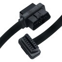 DCHAV OBD2 ODB II ケーブル 延長ケーブル フラット 超薄型 16ピン 16コア メスtoオス/メスインタフェースのデザイン (0.6m)