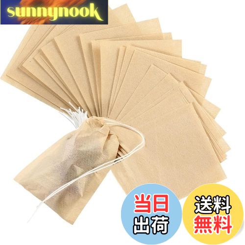 【送料無料】YFFSFDC お茶バッグ 天然素材巾着付き使い捨て空の袋フィルター濾紙 ティーバッグ 強力な浸透 ルースリーフお茶&コーヒー用 8cm*10cm(...