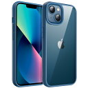 JEDirect iPhone 13 6.1インチ用 ケース 耐衝撃スマホバンパーカバー ソリッドカラー マットTPUフレーム 傷つけ防止 クリアバック (ブルー)