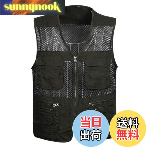 【送料無料】[AOWOFS] メッシュベスト メンズ 釣りベスト カメラマンベスト 多ポケット 作業用ベスト メンズ秋用 撮影 フィッシング 多機能 通気 速乾 防紫外線 アウトドア