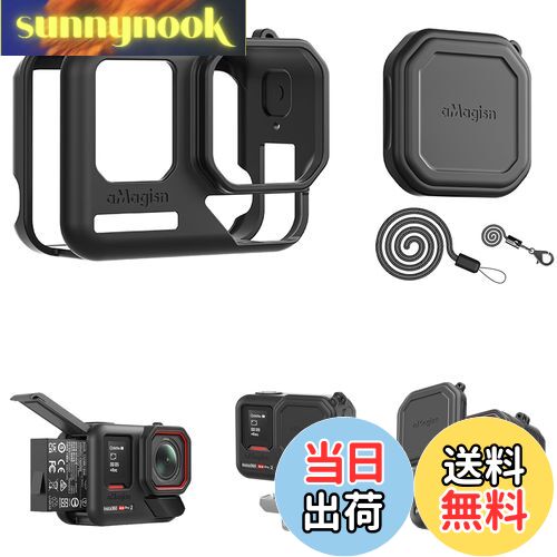 【送料無料】Insta360 Ace Pro2用 ケース+シリコン製レンズカバー+ストラップ Ace Pro2保護ケース インスタAce Pro2アクセサリー バッテリー交換可能 熱伝導性 磁気マウントと併用可能 Ace Pro2 保護カバー レンズキャップ 衝突防止 持ち運びが簡単 (4点入、ブラック)