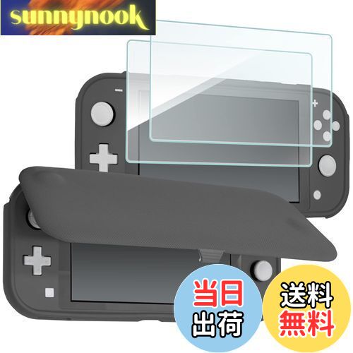 【送料無料】ProCase スイッチライト フリップケース [ガラス2枚付き] スリム クリアソフトTPU カバー 耐衝撃 保護カバー 対応機種： スイッチライト 2019 -グレー
