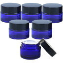 【送料無料】dilib 青 クリーム容器 20g ガラス ガラス瓶 詰め替え バーム 容器 遮光ケース 耐熱クリーム容器 コスメ容器 6個セット (ブルー, 2...