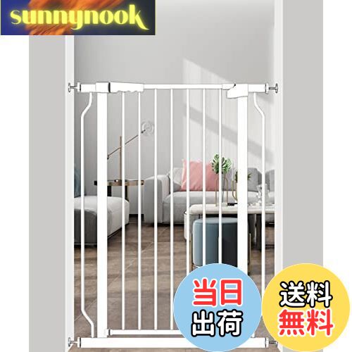 【送料無料】Seogva ベビーゲート ハイタイプ 高さ103cm 拡張フレーム付き 自動ロック 高さ100cm以上つっぱり式 穴開け不要 前後90度開閉 セーフティー安全ゲート 扉開閉式 二重ロック ブラック ホワイト 設置幅75cm-216cm