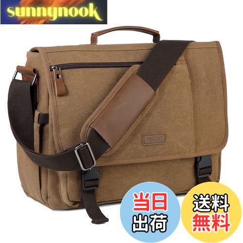 【送料無料】VASCHY メッセンジャーバッグ メンズ, ショルダーバッグ 帆布 15.6インチPCバッグ A4 大容量 19つポケット 斜め掛けバッグ 通勤 ...
