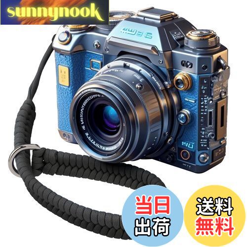 【送料無料】[SUNYA] カメラストラップ、550パラコード編みハンドストラップ、クイック着脱、付属のアダプタはほとんどの一眼レフカメラに使用でき、設置が便利。おしゃれ金属部品には高度な研磨処理が施されている (ブラック)