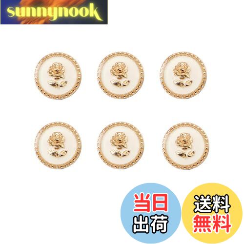 【送料無料】WIICOYK レディース ボタン ローズ柄 黒 白 ボタン ゴールド縁 シャネル風 飾りボタン 洋服 コート用 交換 修理 エレガントな薔薇模様 ...