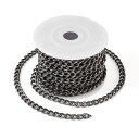 Beadthoven 約5m/巻 幅5mm ブラック アルミチェーン 喜平チェーン 溶接なし リンクチェーン ケーブルチェーン アクセサリー用チェーン DIY ハンドメイド ネックレス ブレスレット ジュエリーの製作用 手芸素材 手作り材料 クラフト用品 スプール付き