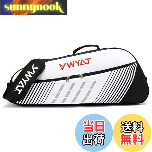 【送料無料】FMAFNLY バドミントン ラケットバッグ テニス ショルダーバック ケース スポーツ ラケット収納 部活 3-6本用 シューズ収納可 軽量 防水素材 多機能 ブラック 2室