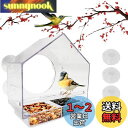 窓用鳥の餌箱、 CTRICALVER 外側透明 PC プラスチック鳥ボックス (20 x 11 x 20cm) 吊り下げ吸盤付き、取り外し可能なトレイと排水穴付き 庭 屋外 裏庭 野生動物 小鳥用