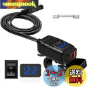 【送料無料】バイクUSB電源 バイク用 USB 防水 急速充電 【2USBポート出力 電源スイッチ 電圧計】SAE ニューズ 多重保護 DC12V-24V バイ...