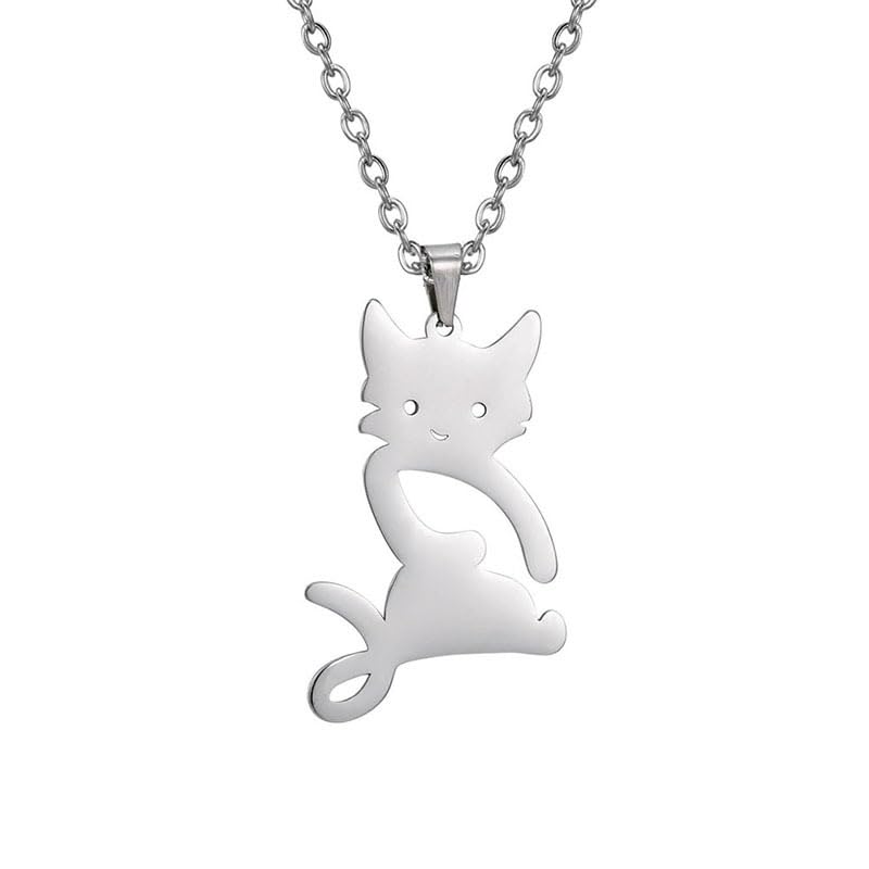 【送料無料】[LinnWell] ネックレス 猫 ペンダント 人気 ファッション ネックレス ステンレス レディー..