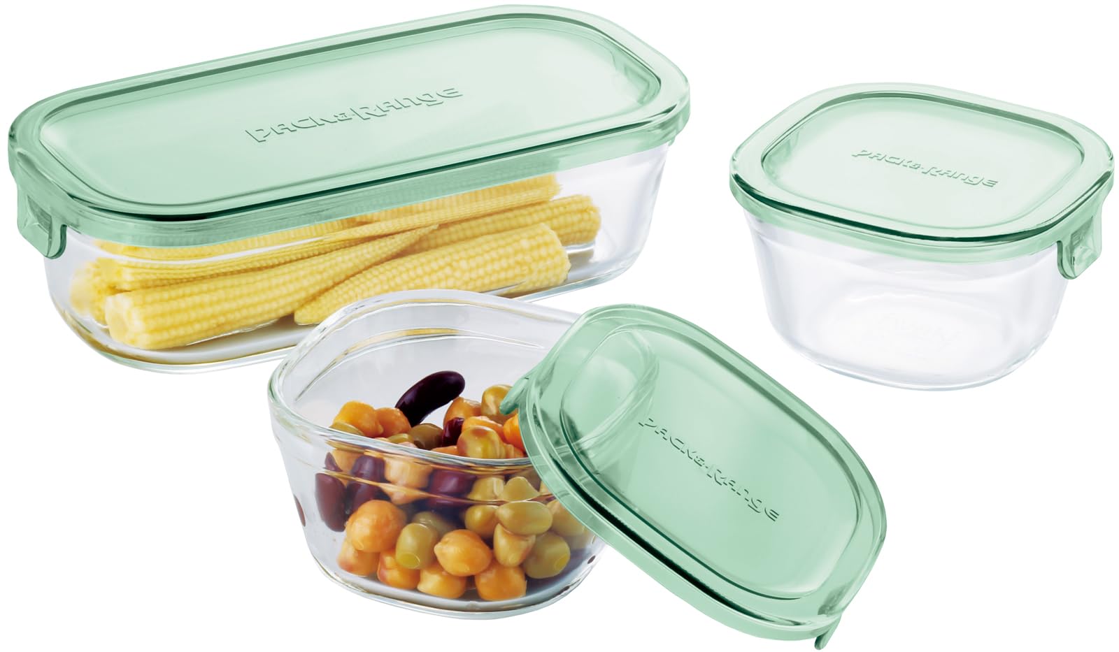 【送料無料】iwaki(イワキ) 耐熱ガラス 保存容器 グリーン 3個セット パック&レンジ PS-PRN-3G2