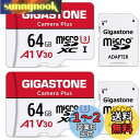 Gigastone マイクロSDカード 64GB 2個セット フルHD 2 SDアダプタ付き 2 ミニ収納ケース付き SDXC U3 Class 10 95MB/S UHS-I Full HD 動画