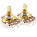 【送料無料】Musiclily Pro ギターポットミリ規格 A25KΩ Aカーブ ブラススレッドエレキギター/ベース用 (2個セット)