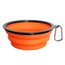 THAIN 犬 水飲み 携帯用 散歩用 折りたたみ式 ペット給水器 容量1000ML ペットボウル カラビナ 付き シリコン製 コンパクト 水やり用品 持ち運び便利 給水器 給餌器 (オレンジ)