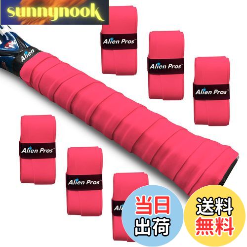 【送料無料】Alien Pros テニスラケットグリップテープ（6グリップ）− プレカット、ドライタイプのテニスグリップ − テニスオーバーグリップテープ、テニスラケット − ラケットに巻いて、高性能にしましょう（6グリップ,レッド）