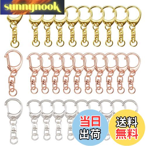 【送料無料】YFFSFDC キーホルダー金具3色30個入り回転カン付き ハンドメイド キーリング アクセサリー DIY 手芸用品 パーツ ゴールドシルバーローズ...
