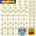 サムコス 透かし パーツ 100個セット ゴールド 花 月 雫 四角 三角 DIY ハンドメイド イヤリング ピアス かんざし ビジュー 台座 アクセサリー 金...
