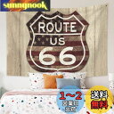 Qinunipoto タペストリー ルート66 route66 木の板の柄 レトロ アメリカン 米国 100x70cm アート デコレーション 多機能 おしゃれ 壁掛け インテリア 雰囲気転換 飾り 布ポスター ビデオ会議 撮影用 背景布 新居お祝い 個性ギフト ポリエステル製