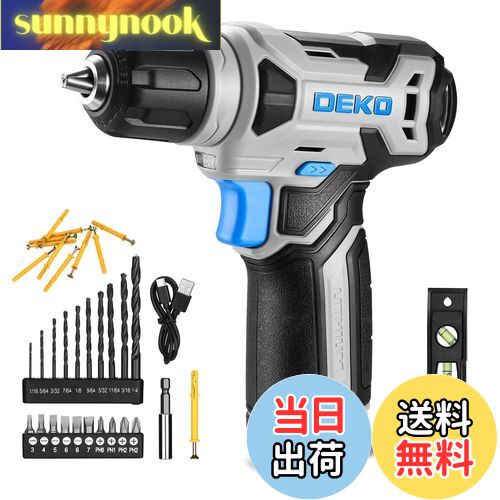 【送料無料】電動ドリル DEKOドリルドライバー 8V 9.5mm キーレスチャック 42点組付属品付き LEDランプ..
