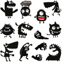 Getray 13個入 黒 怪獣 アップリケ 衣装パッチ、各種スタイル 刺繍ワッペン バッジデコレーション 織物パッチ、ブラックモンスター 修復パッチ 補修布 ために ジャケット ジーンズ パンツ バックパック 衣服装飾
