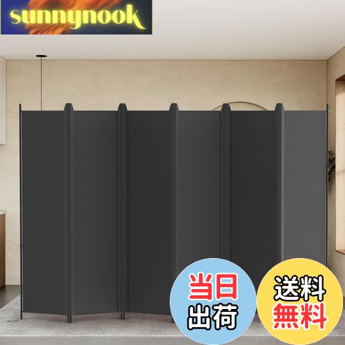 KELIXU パーテーション 間仕切り 6連 自立式 衝立 カバーストリップ付き 高さ1.8m×幅3m 布タイプ 折りたたみ 仕切りパネル 軽量 クロスパーテーション 目隠し 屏風 おしゃれ 組み立て簡単 部屋 オフィス 会議室 (ブラック)