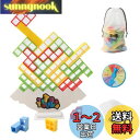 SOONALL 立体ブロック【日本語カード付 64個】バランスゲーム 罰トレーと袋付き バランスツインタワー 知育玩具 バランスタワー ブロック パズル テーブ...