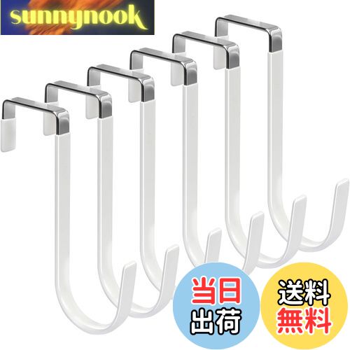 【送料無料】ドアハンガー Rinimie ドアフック 6個セット 小物掛け ドア掛けフック かばん掛け 省スペース 耐荷重強化 静音 滑り止め 傷つかない 帽子/タオル/服/傘/バッグ掛け用 耐久性 ドア厚さ3.9cm以下に適用(ホワイト)