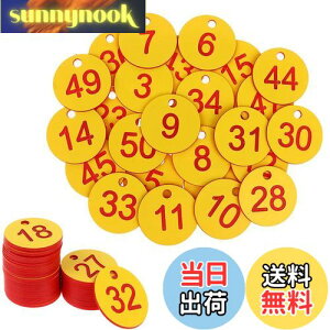 【送料無料】SensaBliss 番号札 1-50 数字タグ プラスチック ID番号ハングタグ 穴付き 刻印 ラウンド 番号マーク 札 お札クリップ 識別タグ ロッカー クローク 預かり番号 ゴルフ タグ キーボックス キャビネット 整理コーディングタグ 学校、オフィス、ジム、スーパーの利用