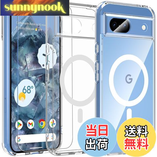 【送料無料】BESINPO Google Pixel 8a ケース【ガラスフィルム付き・MagSafe対応】Pixel 8a ケース 透明 黄ばみなし マグネット搭載 マグセーフ対応 グーグル ピクセル 8a カバー 全面保護 耐衝撃 レンズ保護 薄型 軽量 指紋防止 ストラップホール Google Pixel 8a ケース 6.