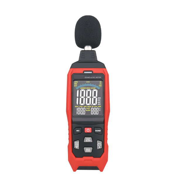 sunnynookの【送料無料】HFS(R) デジタル騒音計 測定レンジ30dB〜70dB/60dB〜90dB/80dB〜110dB/100dB〜130dB 高精度 LCD表示 特性/A/C/Z切替 音量測定 騒音レベル測定 工場/学校/住宅などに適用 AC/DC出力|詳細画像
