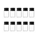 【送料無料】Charmoon 小瓶 ガラス ミニボトル 透明 蓋付き 密閉 粉末 液体 保存 10個 (8ml, ブラック)