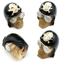 【送料無料】Bashineng カータイヤバルブステムキャップ4個スカルヘッドバルブキャップカバーユニバーサルフィットカートラックバイクバイク (ブラック+ベージュスカル)