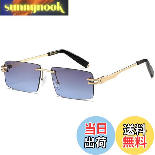 【送料無料】[SHEEN KELLY] 男性用レトロリムレスサングラス女性用長方形超小型フレームサングラスシー..