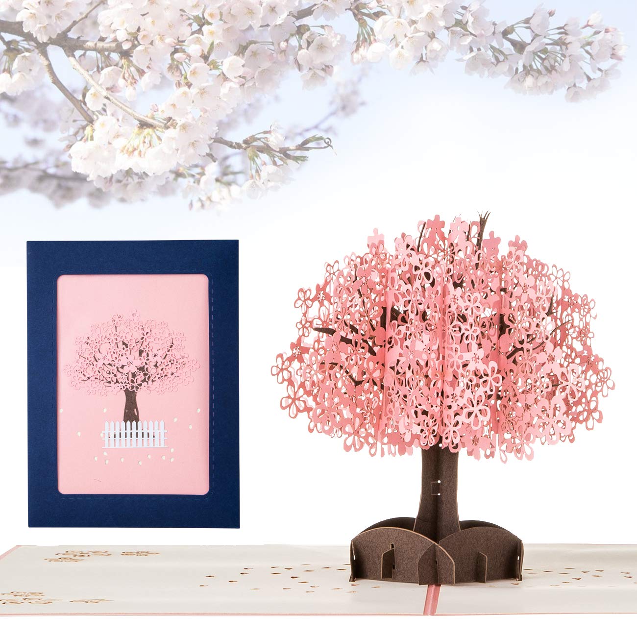 【送料無料】Kesote メッセージカード 桜 立体カード ポップアップカード バレンタイン 卒業 さくら おしゃれ 封筒付き