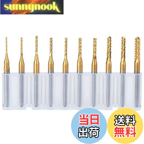 【送料無料】Bestgle 10ピース0.8mm-3.175mmエンドミル 彫刻ビット超硬バータングステンバー リューター ビット チタン・コート・カーバイド ...